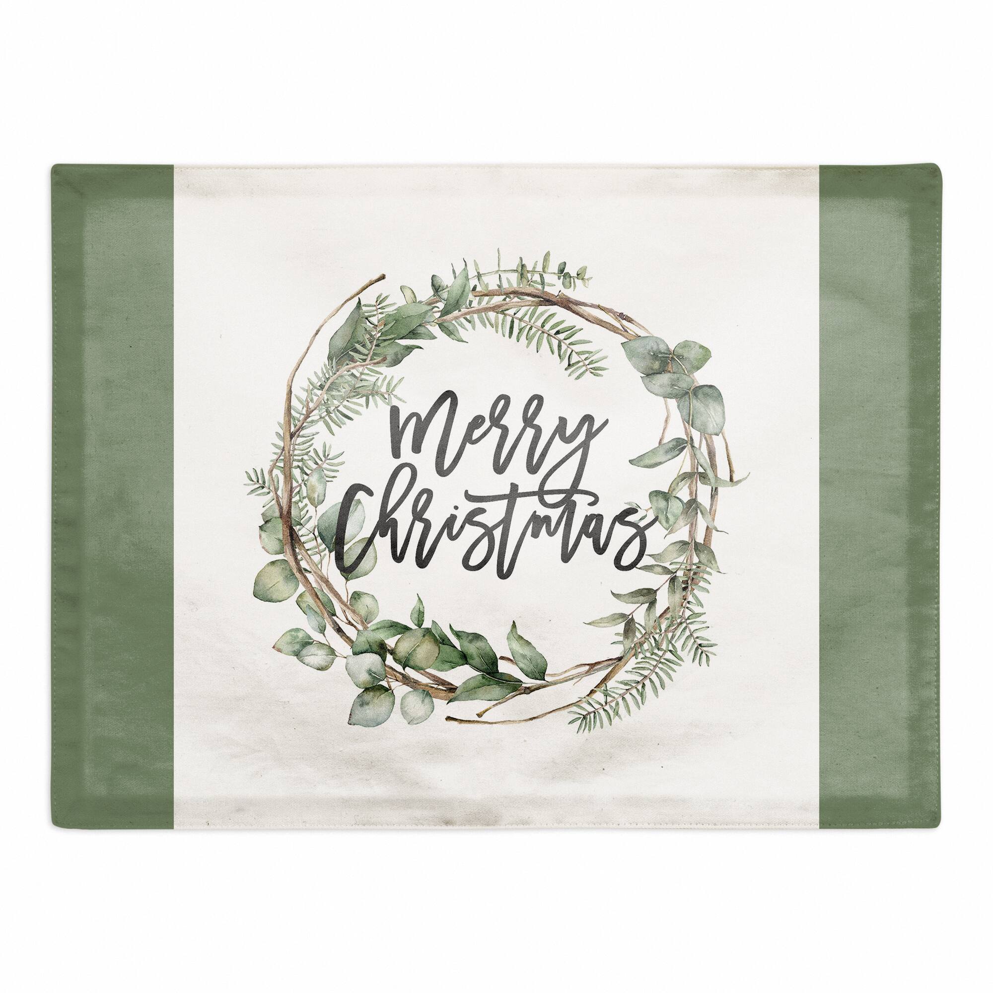 Merry Christmas Wreath Poly Twill Placemat
